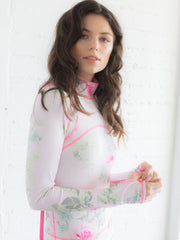 WOMEN'S LONG SWIMSUIT / SHABBY CHIC™ COLLAB - ROYAL BOUQUET PINK
