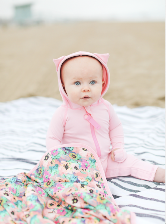 BABY BEACH TOWEL WITH HOODIE - BABY POPPIES