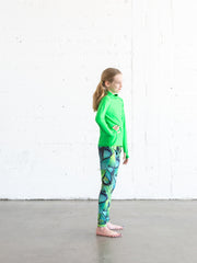 GIRL'S SWIM LEGGINGS - TURQ FLYER