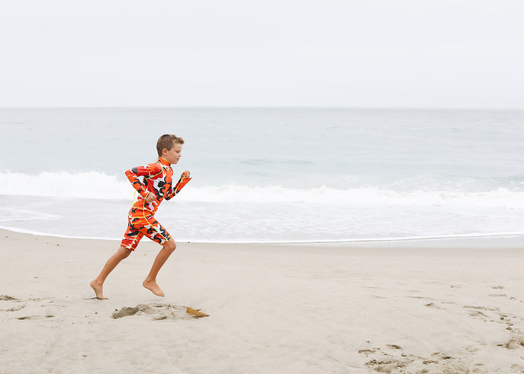 Boy's Short Swimsuit - Red Camo