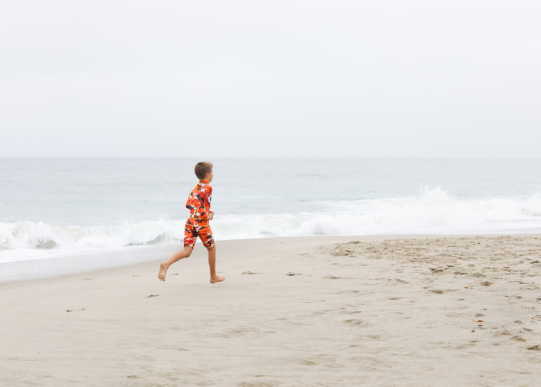 Boy's Short Swimsuit - Red Camo