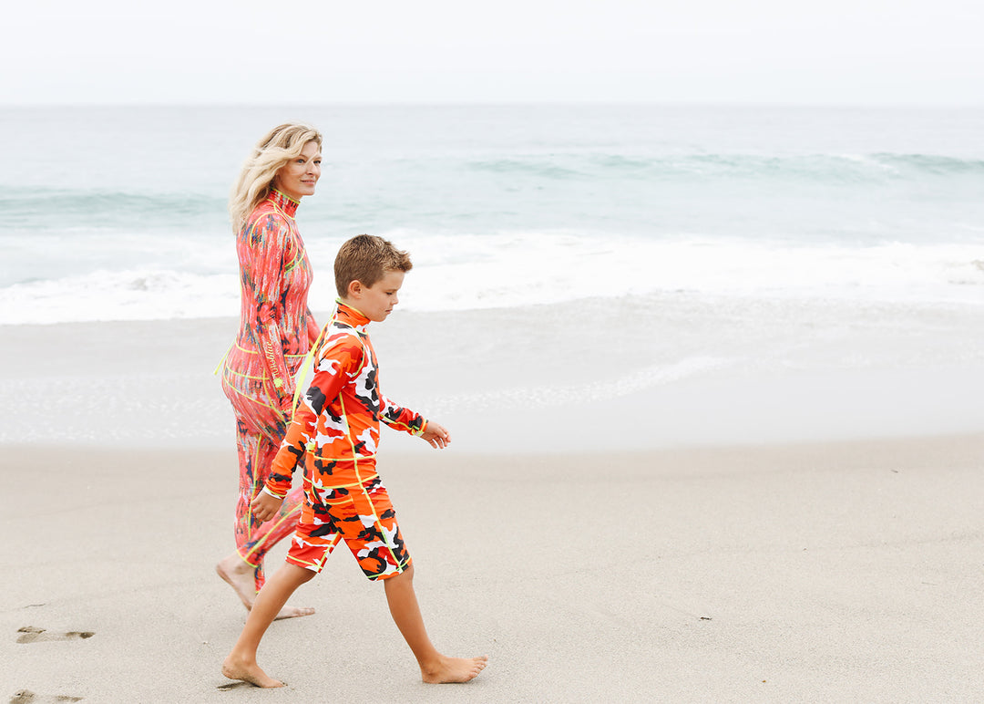 Boy's Short Swimsuit - Red Camo