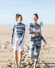 WOMEN'S ZIP RASH GUARD - BLUE COBRA