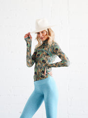 WOMEN'S PULLOVER RASH GUARD - PEACOCK