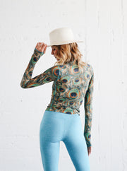 WOMEN'S PULLOVER RASH GUARD - PEACOCK