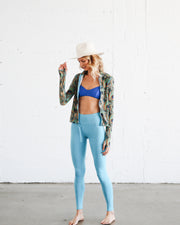 WOMEN'S ZIP RASH GUARD - PEACOCK