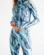 WOMEN'S SWIM LEGGINGS  - BLUE ABALONE