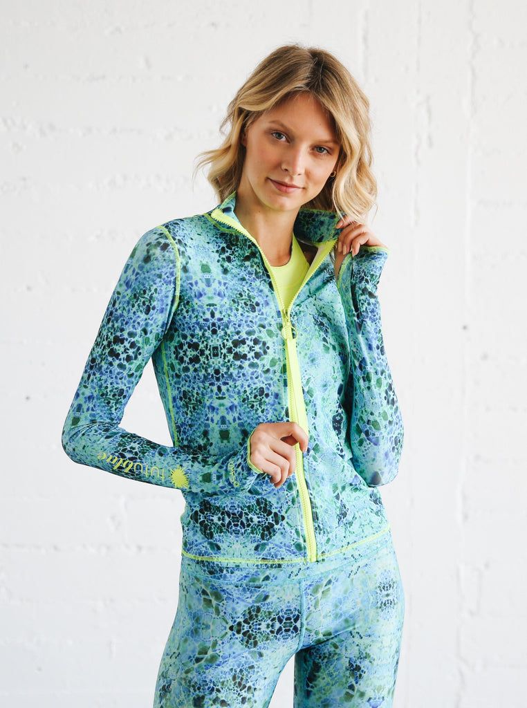 ラッシュガード Bohemianblue Polka Dot Inpad Women's Zip-Up Rash Guard HODOSPORTS Women's Rashguard UPF 50+ Swimsuit Zip Front Sun