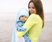 BABY BEACH TOWEL WITH HOODIE - BABY BLUE