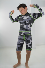 BOY'S SHORT SWIMSUIT - GREY CAMO