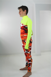 BOY'S LONG SWIMSUIT DAB - RED CAMO W- YELLOW