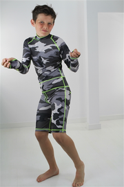 BOY'S SHORT SWIMSUIT - GREY CAMO